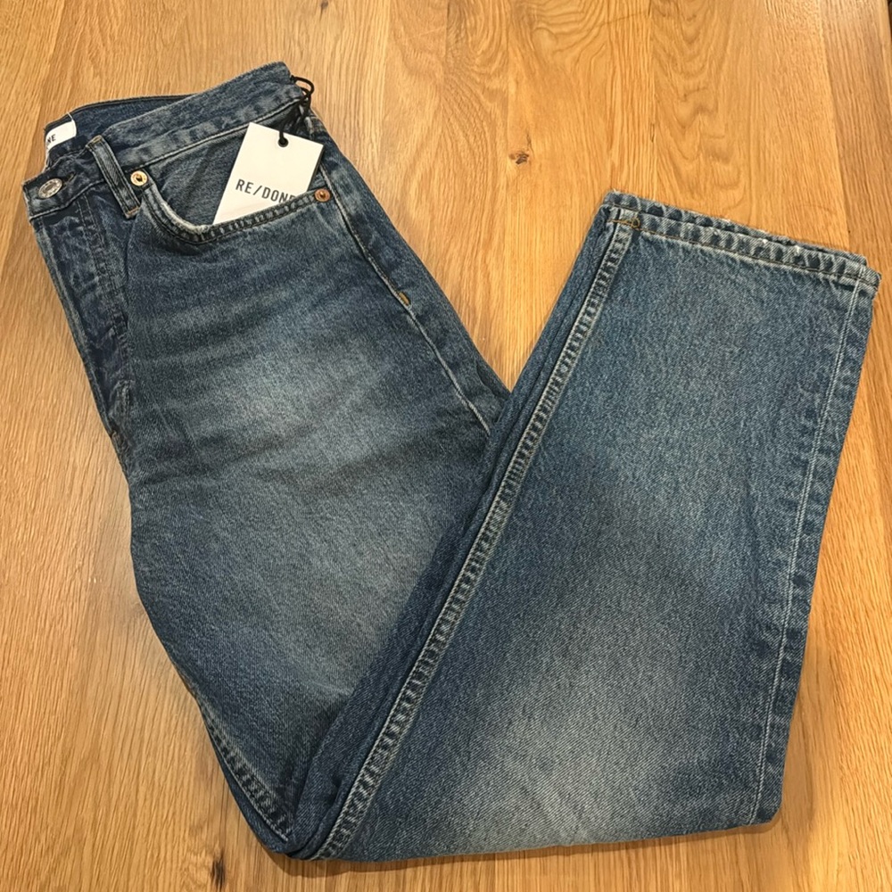 NWT Re/Done 70’s Stove Pipe in Vintage Lapis - Size 27